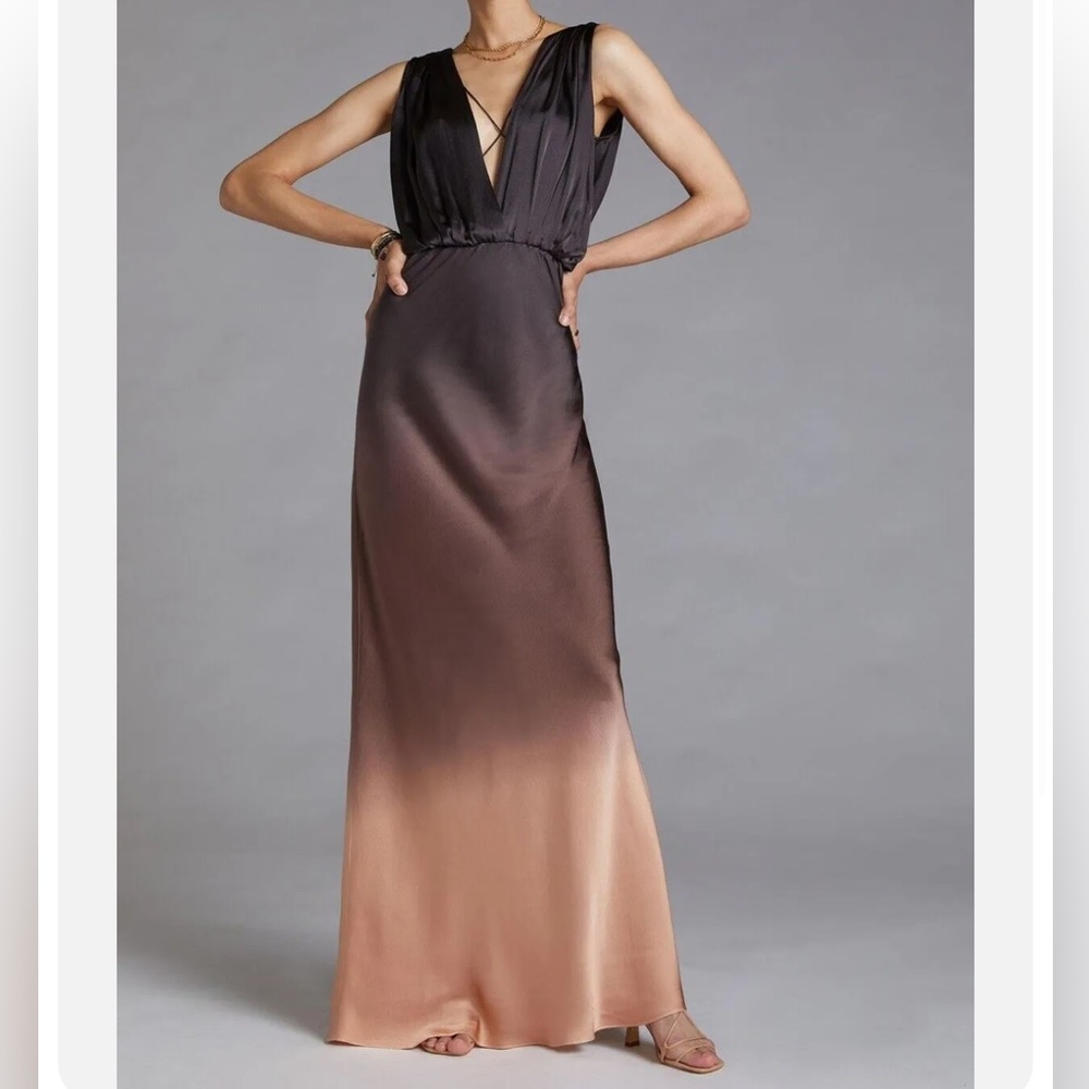 Mes Demoiselles Daylight silk maxi dress ombré black peach euro 40 us 8